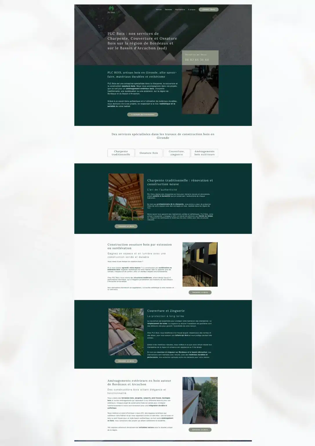 site web charpentier bois - couvreur - brume marine web