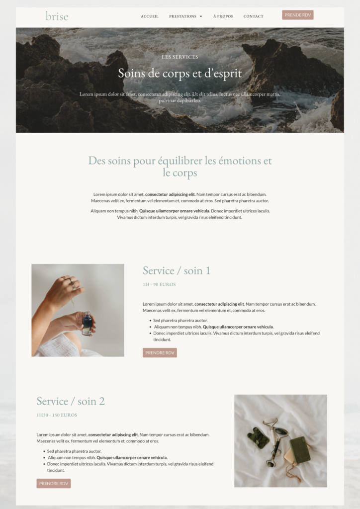 template site web bien etre thérapeute et bien-être